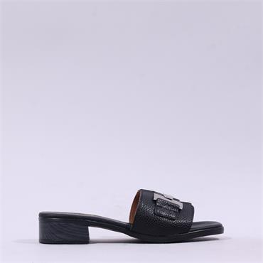 Oh My Sandals H Buckle Mule Slider - Black